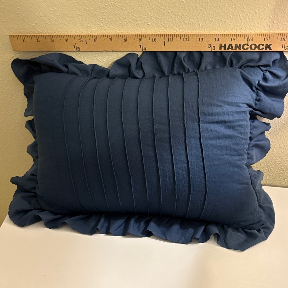 Ruffled Navy Blue Pillow